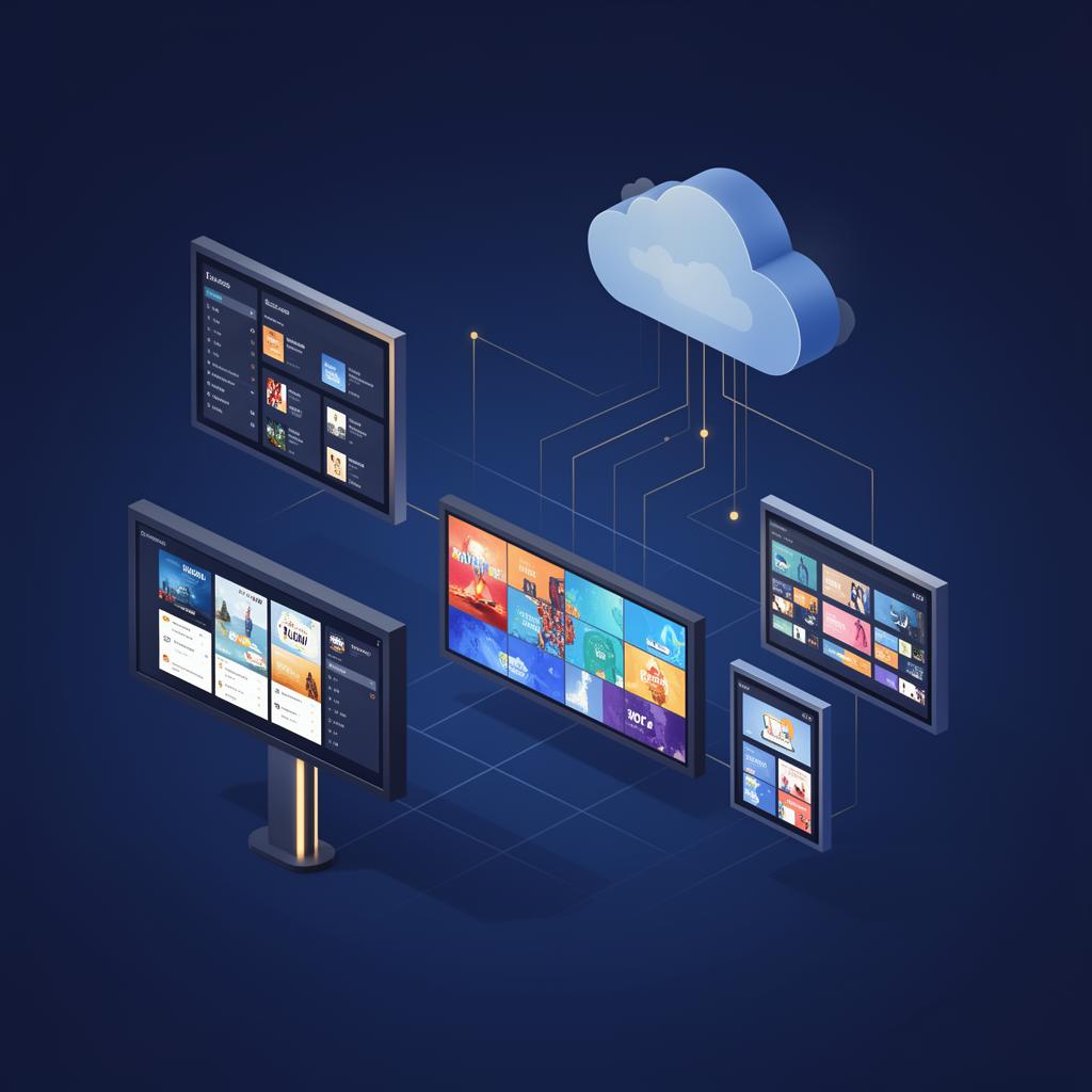 Digital signage network illustration